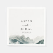 Atmospheric Foggy Pine Woods Wedding Paper Napkins Serviette (Vorderseite)