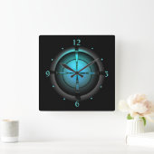 Atmospheric in Green/Aqua/Black > Wall Clock Quadratische Wanduhr (Zuhause)