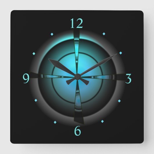 Atmospheric in Green/Aqua/Black > Wall Clock Quadratische Wanduhr (Vorderseite)