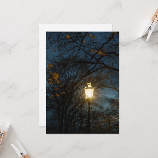 Atmospheric Lantern in Autumn Park Karte (Vorderseite/Rückseite Beispiel)