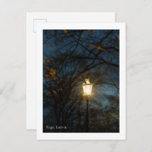 Atmospheric Lantern in Autumn Park, Riga 