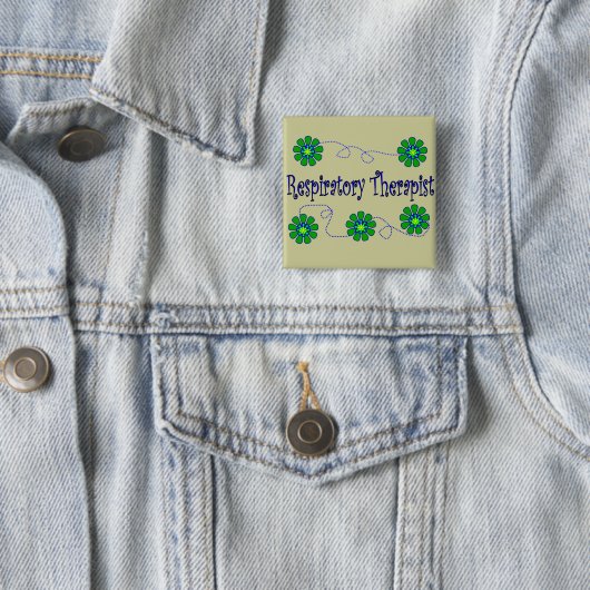 Atmungstherapeut-Retro Blumen-Entwurf Button (Beispiel)