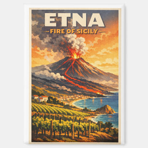 Ätna, Italien, in klassischem Retro-Stil Magnet