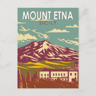 Ätna Sizilien Reise Kunst Vintage Postkarte