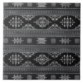Ätnische Ornamente - Graustufen-Silber Fliese (Vorderseite)