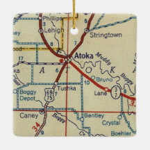 Atoka OK Vintag Map
