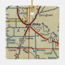 Atoka OK Vintag Map Keramikornament