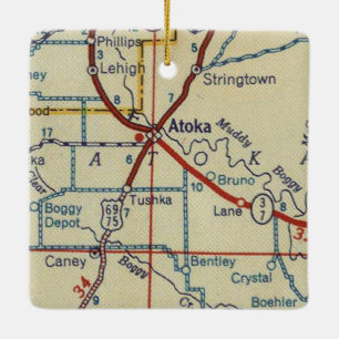 Atoka OK Vintag Map Keramikornament