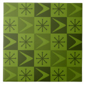 Atom Age Checkered Boomerangs Olive Fliese (Vorderseite)