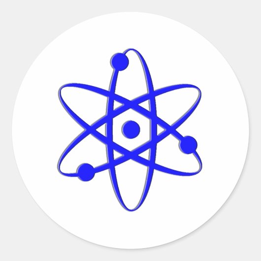 Atom blau runder aufkleber (Vorderseite)