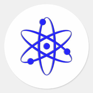 Atom blau runder aufkleber