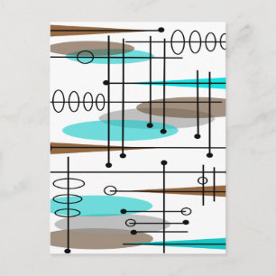 Atom-Epoche inspiriertes Mid-Century-Design 13 Postkarte