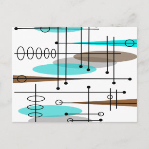 Atom-Epoche inspiriertes Mid-Century-Design 13 Postkarte