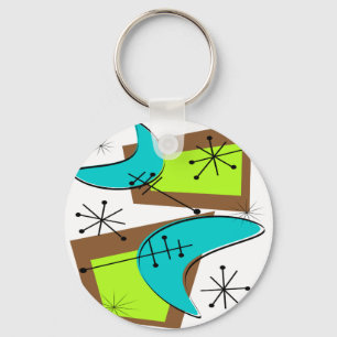 Atom-Era-Inspiriertes-Boomerang-Design Schlüsselanhänger