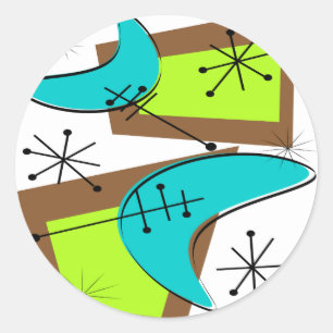 Atom-Era-Inspiriertes Bumerang-Design Runder Aufkleber