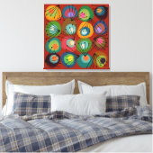 Atom geformte Schaltkreise Orange MCM Leinwanddruck (Insitu (Schlafzimmer))