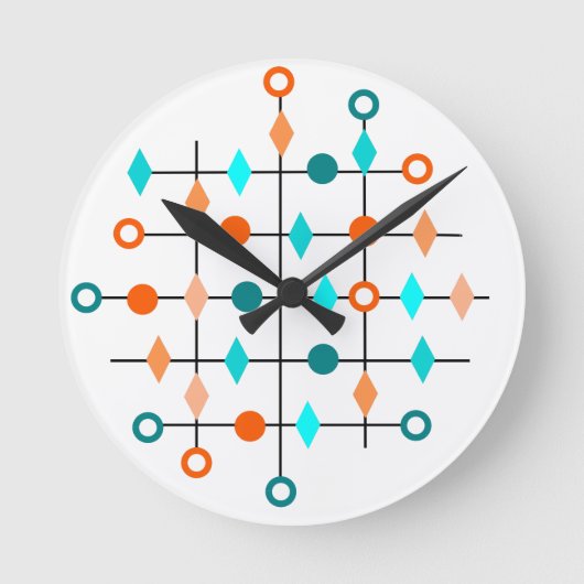 Atom Grid  Runde Wanduhr (Vorderseite)