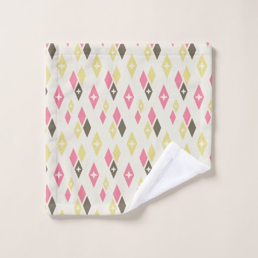 Atom-MCM-Karo-Muster Rosa, Gelb, Grün Badhandtuch Set (Waschlappen)