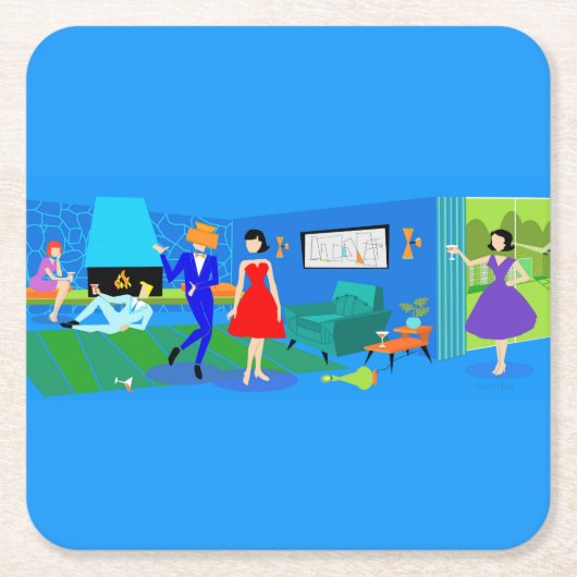 Atom Palm Springs Cocktail Party Paper Untersetzer (Vorderseite)