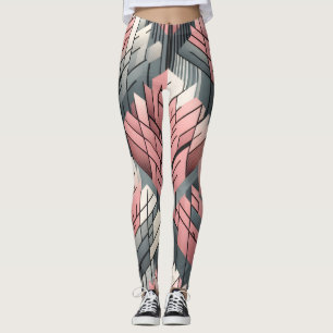 Atom-Pink-Graue Geometrische Bäume Muster Leggings