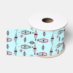 Atom-Pink- und Grau gemustertes Grosgrainband Ripsband
