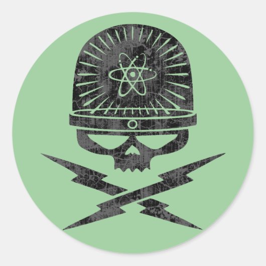Atom-Pirat Runder Aufkleber (Vorderseite)