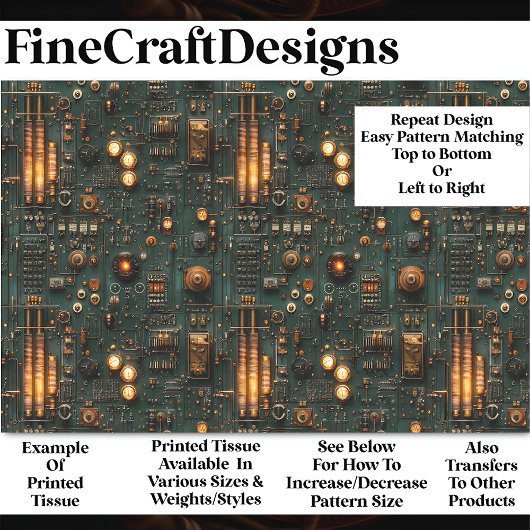 Atom Punk Tech, Dials Gages Bulbs BM1 Decoupage Seidenpapier