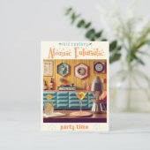 Atom-Retro-Futuristik-Party-Raum Mitte des Jahrhun Postkarte (Stehend Vorderseite)