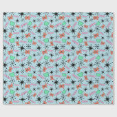 Atom-rosa Orange grün auf blauem Medium Geschenkpapier (Flach)