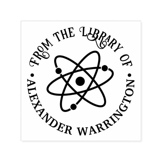 Atom Symbol #2 "Aus der Bibliothek" Buchname Permastempel (Design)