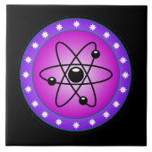 Atom Symbol auf rosa Hintergrund Fliese (Vorderseite)