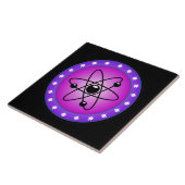 Atom Symbol auf rosa Hintergrund Fliese (Seite)