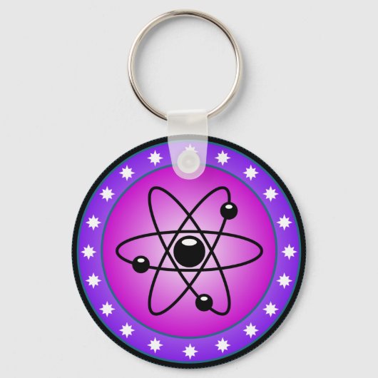 Atom Symbol auf rosa Hintergrund Schlüsselanhänger (Vorderseite)