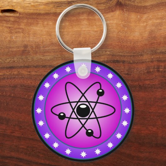 Atom Symbol auf rosa Hintergrund Schlüsselanhänger (Vorderseite)