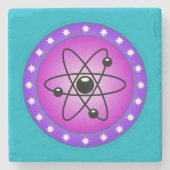 Atom Symbol auf rosa Hintergrund Steinuntersetzer (Vorderseite)