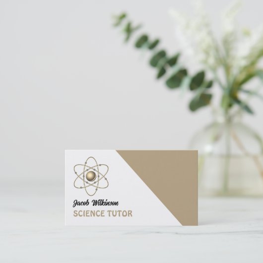 Atom Symbol, Science Tutor, Lehrer Visitenkarte (Stehend Vorderseite)