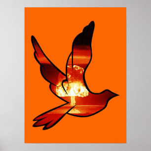 Atom-Taube-Pilzwolken-Druckplakat-Schild Poster