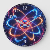 Atom Wall Clock — Science-Inspired Design Große Wanduhr (Vorderseite)