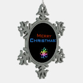 Atom-Weihnachten der frohen Weihnacht-| Schneeflocken Zinn-Ornament (Links)