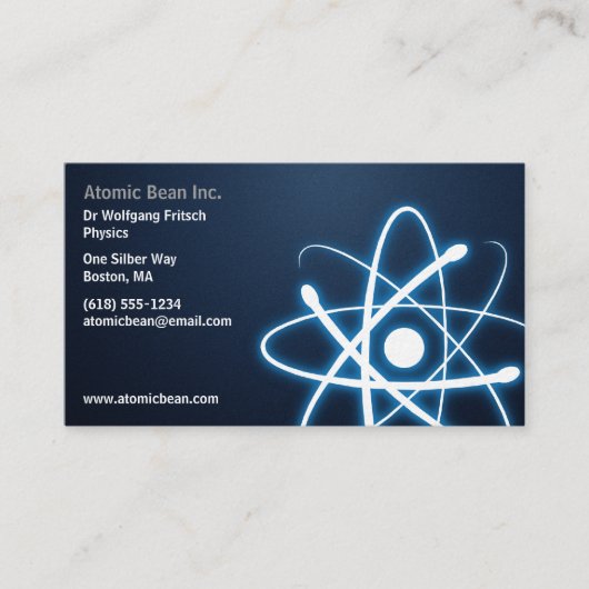 Atom - Wissenschaftler-Blau-Visitenkarte Visitenkarte (Vorderseite)
