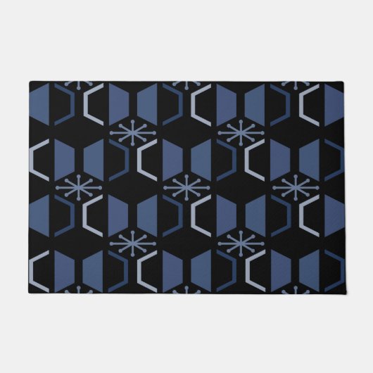 Atomalter Hexagons Schwarz Blau Fußmatte (Vorderseite)