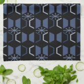 Atomalter Hexagons Schwarz Blau Geschirrtuch (Gefaltet)