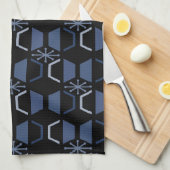 Atomalter Hexagons Schwarz Blau Geschirrtuch (Viertel Falte)