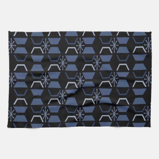 Atomalter Hexagons Schwarz Blau Geschirrtuch (Horizontal)