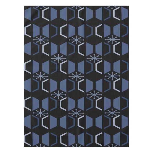 Atomalter Hexagons Schwarz Blau Tischdecke (Vorderseite)