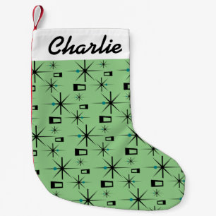 Atomalter INDIVIDUELLE NAME Retro Kleiner Weihnachtsstrumpf
