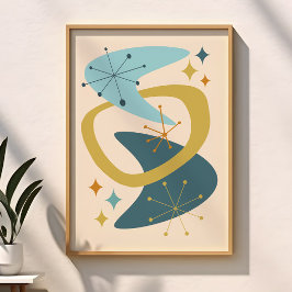 Atomalter Mitte des 7. Jahrhunderts Blau, Senf Poster