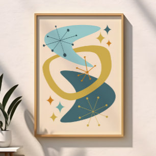 Atomalter Mitte des 7. Jahrhunderts Blau, Senf Poster