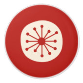 Atomalter Retro 50er Mitte Jahrhundert Rot und Cre Keramikknauf (Vorderseite)