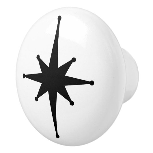 Atomalter Retro 50er Sternexplosion Single in Schw Keramikknauf (Rechts)
